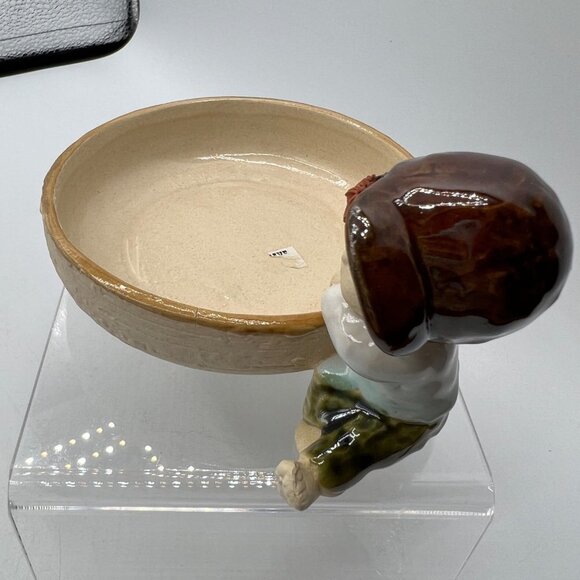 Ceramic Round Ceramic Bowl Storage Home Decor Piece Little Boy Sitting - Picture 5 of 11